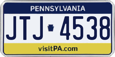 PA license plate JTJ4538