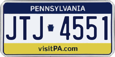 PA license plate JTJ4551