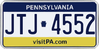 PA license plate JTJ4552