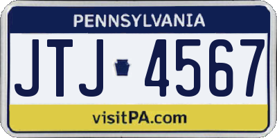 PA license plate JTJ4567