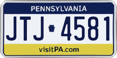 PA license plate JTJ4581