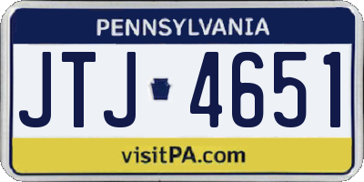 PA license plate JTJ4651