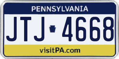 PA license plate JTJ4668