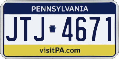 PA license plate JTJ4671