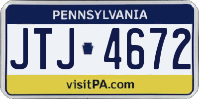 PA license plate JTJ4672
