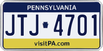 PA license plate JTJ4701