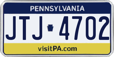PA license plate JTJ4702