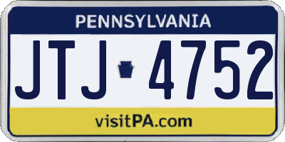 PA license plate JTJ4752