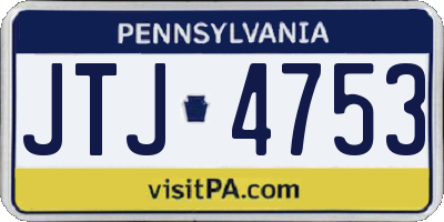 PA license plate JTJ4753