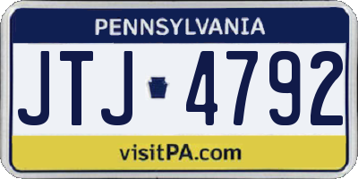 PA license plate JTJ4792