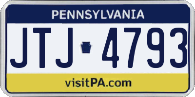 PA license plate JTJ4793