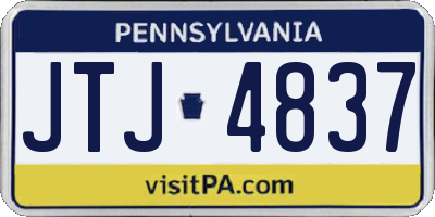 PA license plate JTJ4837