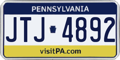 PA license plate JTJ4892