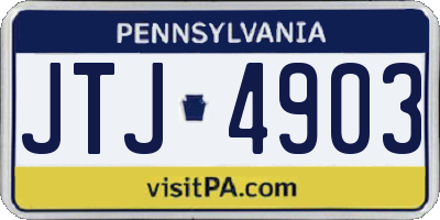 PA license plate JTJ4903