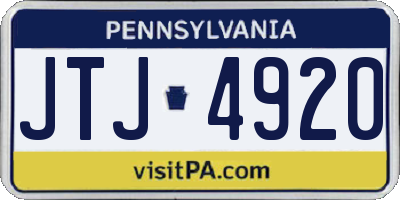 PA license plate JTJ4920