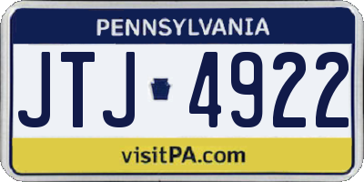 PA license plate JTJ4922