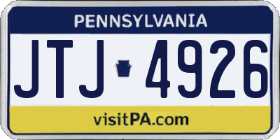 PA license plate JTJ4926