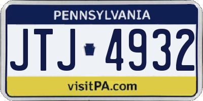 PA license plate JTJ4932
