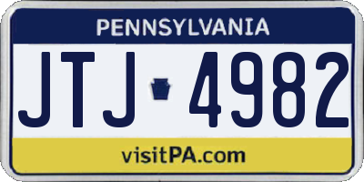 PA license plate JTJ4982