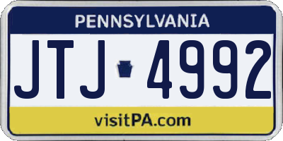 PA license plate JTJ4992