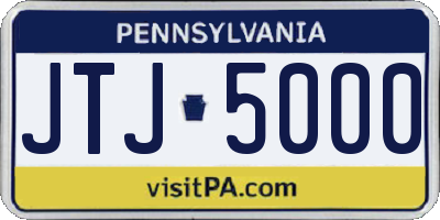 PA license plate JTJ5000