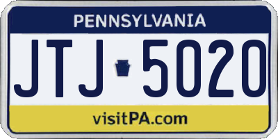 PA license plate JTJ5020