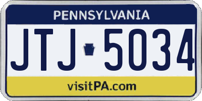 PA license plate JTJ5034