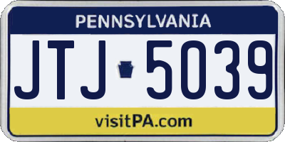 PA license plate JTJ5039