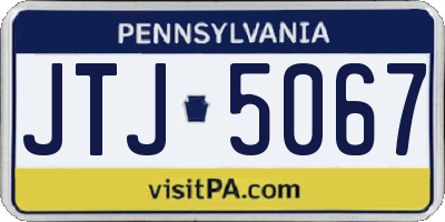 PA license plate JTJ5067