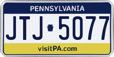 PA license plate JTJ5077