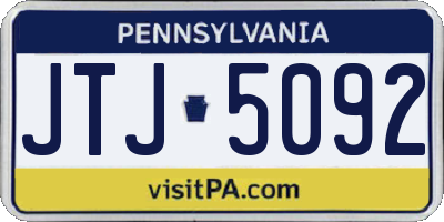 PA license plate JTJ5092
