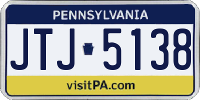 PA license plate JTJ5138