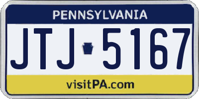 PA license plate JTJ5167