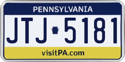 PA license plate JTJ5181