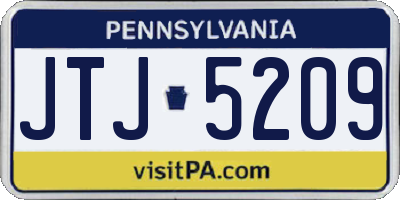 PA license plate JTJ5209