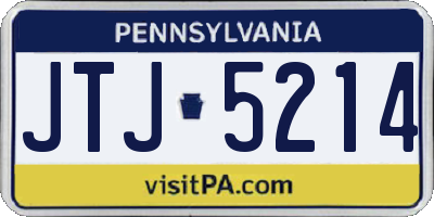 PA license plate JTJ5214
