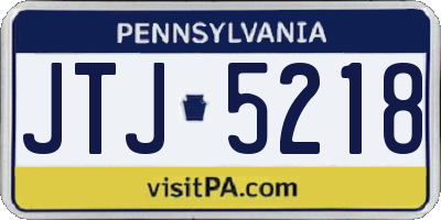 PA license plate JTJ5218