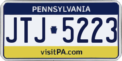 PA license plate JTJ5223
