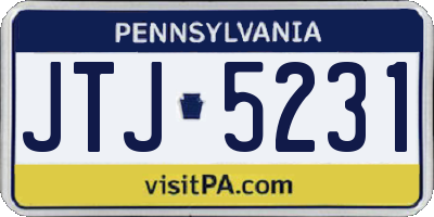 PA license plate JTJ5231