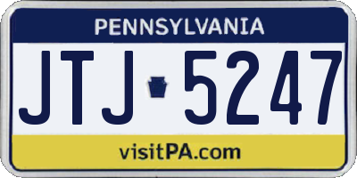PA license plate JTJ5247
