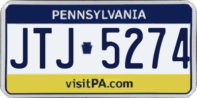 PA license plate JTJ5274