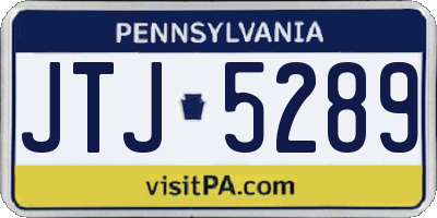 PA license plate JTJ5289