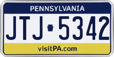PA license plate JTJ5342