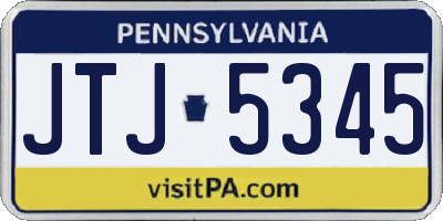 PA license plate JTJ5345