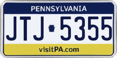 PA license plate JTJ5355