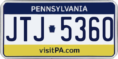 PA license plate JTJ5360