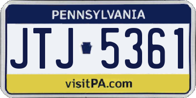 PA license plate JTJ5361