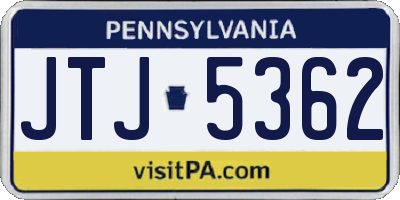 PA license plate JTJ5362