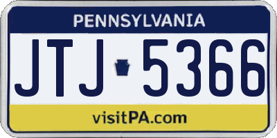 PA license plate JTJ5366