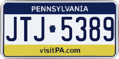 PA license plate JTJ5389